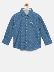 Pepe Jeans Boys Blue Printed Casual Shirt