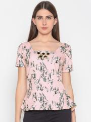 Wills Lifestyle Women Pink Printed Top