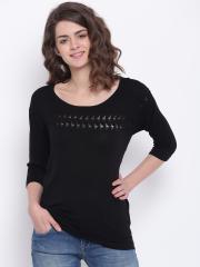 Wills Lifestyle Women Black Solid Top