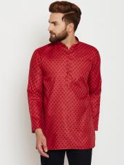 SOJANYA Men Red Printed Straight Kurta