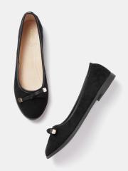 DressBerry Women Black Solid Synthetic Ballerinas