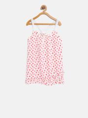 Nauti Nati Girls White & Pink Printed Top