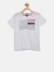 Tommy Hilfiger Girls White Printed T-shirt