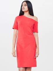 AND Women Red Solid Sheath Dress