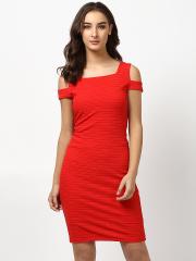 Harpa Women Red Solid Bodycon Dress