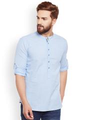 even Men Blue Printed Straight Kurta