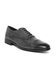 Arrow Men Charcoal Grey Leather Formal Oxfords