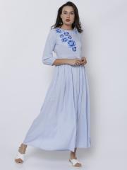 Tokyo Talkies Women Blue Solid Maxi Dress