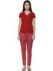 Sweet Dreams Women Red Solid Night Suit