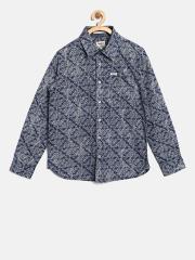 Pepe Jeans Boys Blue Printed Casual Shirt