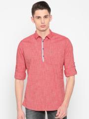 British Club Men Red Solid Straight Kurta