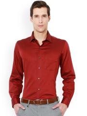 Van Heusen Men Red Slim Fit Solid Formal Shirt