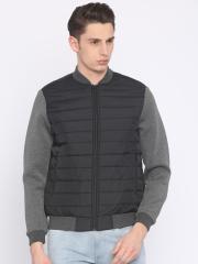 Indian Terrain Men Black Solid Padded Jacket