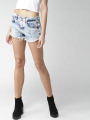 FOREVER 21 Women Blue Washed Denim Shorts