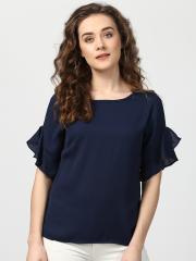 Harpa Women Navy Blue Solid Top