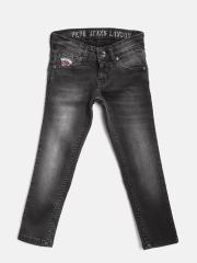 Pepe Jeans Boys Black Regular Fit Mid-Rise Clean Look Stretchable Jeans