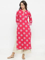 Varanga Women Pink Printed Straight Kurta