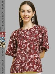 Poshyaa Pack Of 3 Floral Printed Tops