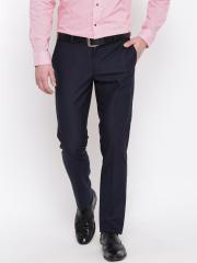 Blackberrys Men Navy Regular Fit Solid Formal Trousers