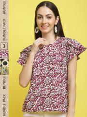 Poshyaa Pack Of 3 Floral Printed Tops