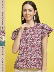 Poshyaa Pack Of 3 Floral Printed Tops