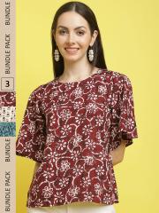 Poshyaa Pack Of 3 Floral Printed Tops