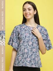 Poshyaa Pack Of 3 Floral Printed Tops