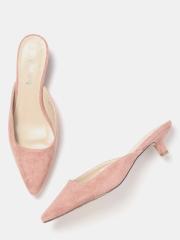 DressBerry Women Pink Solid Mules