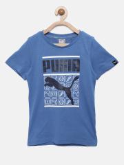 Puma Boys Blue Printed Round Neck T-shirt