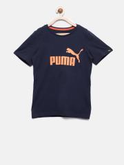 Puma Boys Navy Blue Printed Round Neck T-shirt