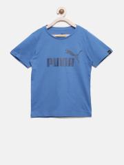 Puma Boys Blue Printed Round Neck T-shirt