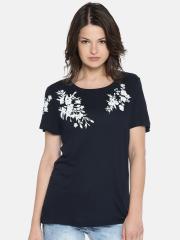 Vero Moda Women Navy Blue Printed Top