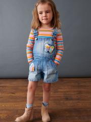 NEXT Infant Girls T-shirt & Denim Dungaree Set