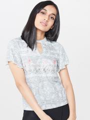 AND Women Grey Printed Top