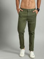 Roadster Men Olive Green Slim Fit Solid Chinos