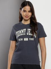 Tommy Hilfiger Women Blue Printed T-shirt