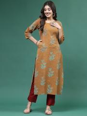 Sangria Embroidered Straight Kurtas