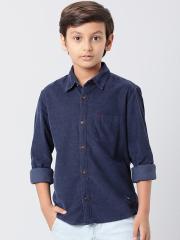 Indian Terrain Boys Navy Blue Casual Shirt