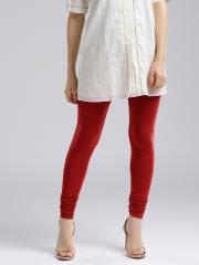 Wishful by W Women Red Solid Churidar Leggings