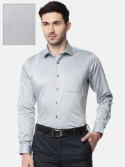 Van Heusen Men Grey Slim Fit Self Design Formal Shirt