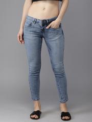 Moda Rapido Women Blue Skinny Fit Mid-Rise Clean Look Stretchable Cropped Jeans