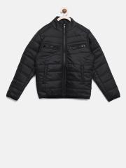 Flying Machine Boys Black Solid Quilted Jacket