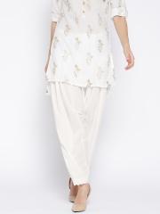 Biba Women White Solid Salwar