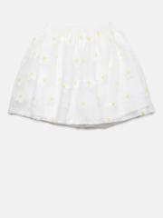 The Childrens Place Girls White Embellished Flared Skirt