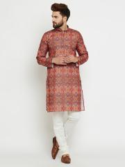 SOJANYA Men Multicoloured Printed Straight Kurta