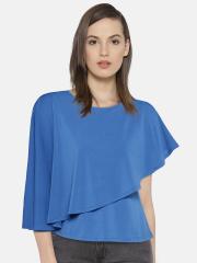 AND Women Blue Solid Top