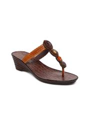 Catwalk Women Brown Solid Beaded Sandals