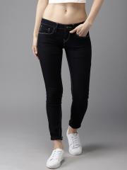 Moda Rapido Women Navy Blue Skinny Fit Mid-Rise Cropped Clean Look Stretchable Jeans