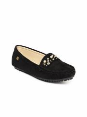 Carlton London Women Black Embellished Loafers