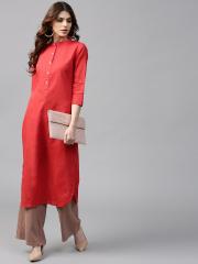 GERUA Women Red Solid Straight Kurta